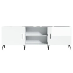 Maison Chic Meuble TV scandinave - Banc TV pour salon blanc brillant 150x30x50 cm bois d'ingénierie -MN36701 pas cher