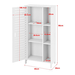 Helloshop26 Meuble colonne pour salle de bain meuble de rangement à porte avec 3 étagères 96 cm panneau de particules blanc 03_0005822