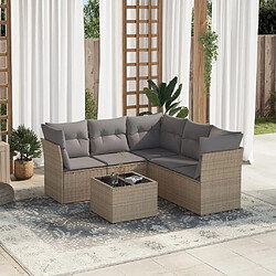 vidaXL Salon de jardin avec coussins 6 pcs beige résine tressée 