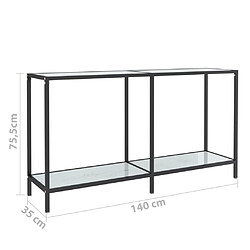 vidaXL Table console Blanc 140x35x75,5 cm Verre trempé pas cher