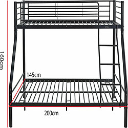 Avis Habitat Et Jardin Lit superposé en métal Leo Sommiers inclus - 90/140 x 190 cm - Noir