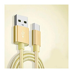 Little Boutik Câble Metal Nylon Renforcé Chargeur USB Type C 1,5m Tréssé Couleur Or Compatible Samsung LG Sony Wiko Blackberry Motorola Asus 