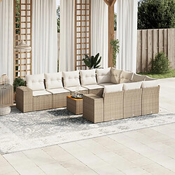 Maison Chic Salon de jardin 11 pcs avec coussins, Ensemble Tables et chaises d'extérieur beige résine tressée -GKD846395