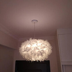 Stoex Lustre Suspension en Plumes Blanc E27 40W - Diamètre 45CM