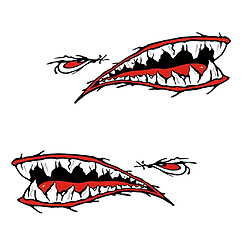 2 Pièces Bouche Dents de Requin Autocollants Stickers Décalcomanies pour Kayak Canoe Pirogue Dinghy Bateau