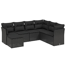 Maison Chic Ensemble Tables et chaises d'extérieur 7pcs avec coussins,Salon de jardin noir résine tressée -GKD383982