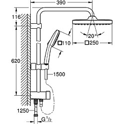 Avis Colonne de douche avec inverseur manuel - Economie d'eau - GROHE Vitalio Comfort 250 - Noir Mat - 266982431