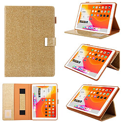 Wewoo Smart Cover Etui à rabat horizontal en cuir de style affaires pour iPad 5/6/7/8/9 avec support et fente cartecadre photoportefeuille et dragonne et fonction veille / réveil or