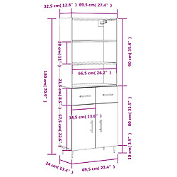 vidaXL Buffet haut Chêne sonoma 69,5x34x180 cm Bois d'ingénierie pas cher