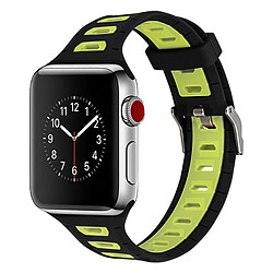 Avizar Bracelet Apple Watch 38 et 40 mm Sport ajustable en Silicone - Noir et Vert anis