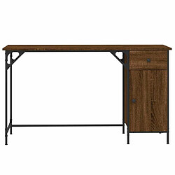 Maison Chic Bureau d'ordinateur solide,Table de travail chêne marron 131x48x75 cm bois d’ingénierie -GKD33056 pas cher