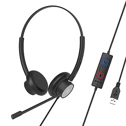 Micro-casque call center filaire Tellur Voice 320, binaural, USB, noir