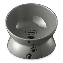 YYHY Y YHY Gamelle surélevée pour chat 13 × 9 cm/150 ml – Gris Y YHY Gamelle surélevée pour chat 13 × 9 cm/150 ml, angle d'inclinaison surélevé en céramique pour protéger la colonne vertébrale du chat, gamelle anti-vomissements pour chat – Gris