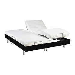 Avis Vente-Unique Lit électrique de relaxation tout plots + matelas latex - 2 x 90 x 200 cm - Noir - CASSIOPEE III de DREAMEA