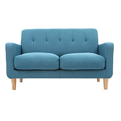 Miliboo Canapé design scandinave tissu bleu canard 2 places LUNA