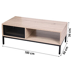 Urban Living Table basse design industriel Soho - L. 100 x H. 36 cm - Noir