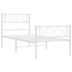 Maison Chic Lit adulte - Lit simple Cadre de lit métal avec tête de lit/pied de lit,Structure du lit Contemporain pour chambre blanc 100x190cm -MN49963 pas cher