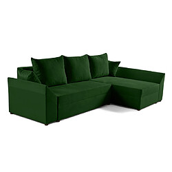 Bestmobilier Mike - canapé d'angle réversible - 4 places - convertible avec coffre - en velours Mike - canapé d'angle réversible - 4 places - convertible avec coffre - en velours - Vert