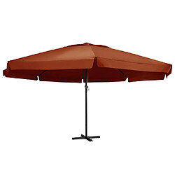 vidaXL Parasol de jardin avec mât en aluminium 600 cm terre cuite 