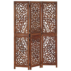 vidaXL Cloison de séparation 3 panneaux Marron 120x165cm Bois manguier 