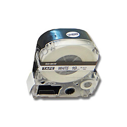 Cassette à ruban vhbw 18mm pour Epson OK500P, OK720, OK900P, LW-400. Remplace: LC-5WBN, SS18KW. 