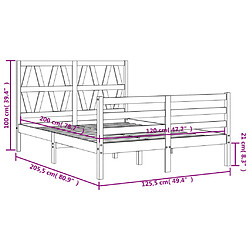 vidaXL Cadre de lit sans matelas blanc 120x200 cm bois massif pas cher