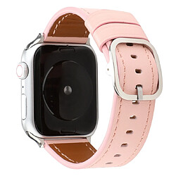 Wewoo Pour Apple Watch séries 5 et 4 40 mm / 3 et 2 et 1 38 mm boucle de style moderne Bracelet en cuir véritable rose 