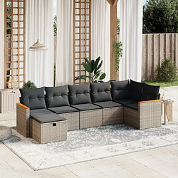 Maison Chic Salon de jardin avec coussins 7 pcs, Ensemble Tables et chaises de jardin, gris résine tressée -GKD336311