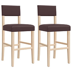 vidaXL Chaises de bar lot de 2 bois massif d'hévéa et similicuir