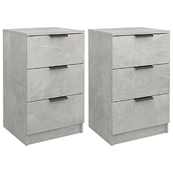 vidaXL Tables de chevet 2 pcs Gris béton 40x36x65 cm