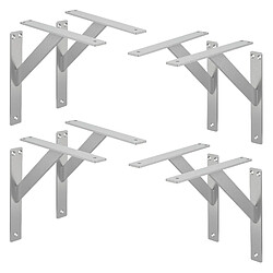 ML-Design 6x Support étagère murale fixation flottante aluminium argent robuste 240x240 mm 