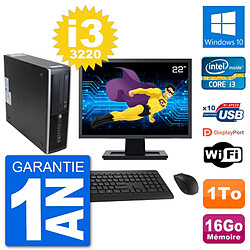 PC HP 8300 Elite SFF Ecran 22" Intel i3-3220 RAM 16Go Disque 1To Windows 10 Wifi · Occasion 