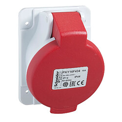 socle de prise inversée - pratika - 16a - ip44 - 380v - 3p+t - schneider electric pky16f434 