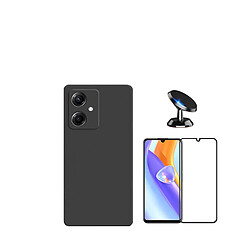 Kit de film en verre trempé de la couverture 5D + couvercle de silicone liquide + SuppOrt Magnétique Phonecare pour Xiaomi Redmi 13C 5G - le noir 