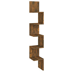 Maison Chic Étagère d'angle murale,Etagère de rangement flottante Chêne fumé 20x20x127,5cm Bois ingénierie -MN69788