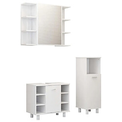 Maison Chic Armoire de Bain | Ensemble de 3 meubles salle de bain Blanc Aggloméré -GKD61684