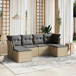 Maison Chic Ensemble à manger d'extérieur 6 pcs avec coussins,Salon de jardin,Mobilier de jardin mélange beige résine tressée -GKD433467