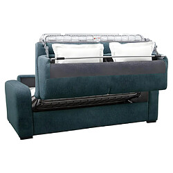 Acheter Vente-Unique Canapé 3 places convertible express en tissu bleu - Couchage 140 cm - Matelas 22 cm - BEVIS