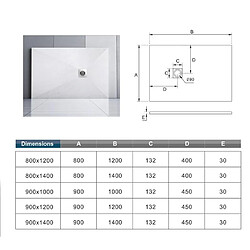 Acheter Aica Sanitaire Receveur de douche 140x90x3cm