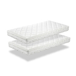 Dormalit LOT X2 Matelas mousse 80X190 CARAMEL, Epaisseur 11 CM, Ergonomique et respirant 