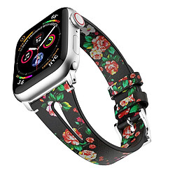 Wewoo Bracelet en cuir forme de goutte d'eau pour montre-bracelet Apple Watch séries 43 et 2 et 1 38 mm noir et rouge 