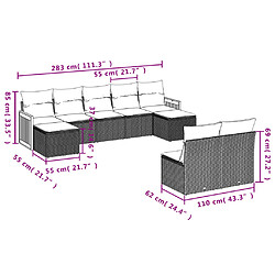 Avis vidaXL Salon de jardin 9 pcs avec coussins noir résine tressée