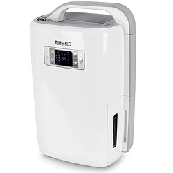 Duronic DH20 Déshumidificateur – Jusqu'à 20 litres d'eau par jour – Programmateur intégré jusqu'à 8 heures par jour – 3 Vitesses réglables – 320W – Consomme peu d'énergie – Blanc