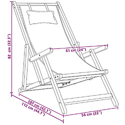 vidaXL Chaise de plage pliable bleu et blanc bois d'eucalyptus/tissu pas cher