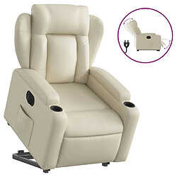 Maison Chic Fauteuil Relax pour salon, Fauteuil inclinable électrique crème similicuir -GKD33206