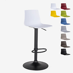 Tabouret bar de cuisine design noir mat réglable en hauteur Grand Soleil Imola Matt, Couleur: Blanc