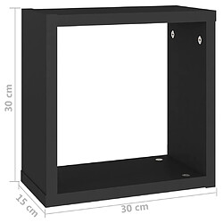 vidaXL Étagères cube murales 2 pcs noir 30x15x30 cm pas cher