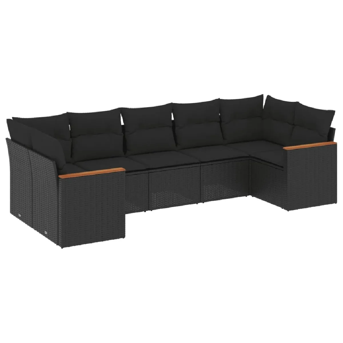 Maison Chic Ensemble Tables et chaises d'extérieur 7pcs avec coussins,Salon de jardin noir résine tressée -GKD530068