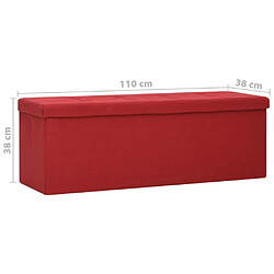 vidaXL Banc de rangement pliable Rouge bordeaux Faux lin pas cher