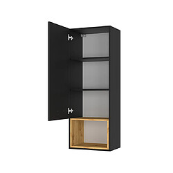 Bestmobilier Leolio - étagère suspendue - noir et bois - 47x129 cm